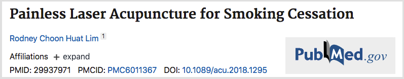 Link for laser light therapy scientific study on PubMed.gov for quitting smoking.